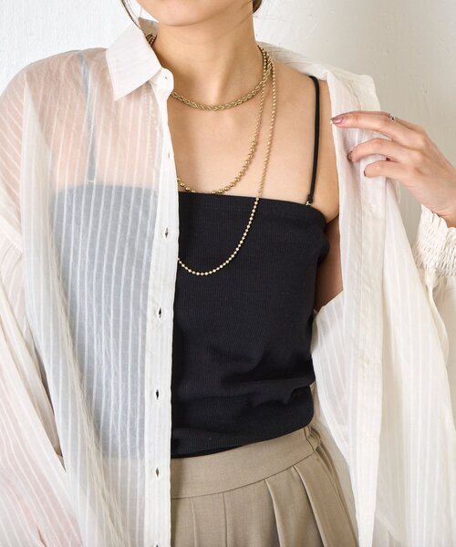 Jena espace merveilleux（ジェナ　エスパスメルヴェイユ）の「《さわ企画》【WEB限定】スクエアキャミソール（キャミソール・レディース・アイボリー/ブラック・0/1）」の18枚目の写真