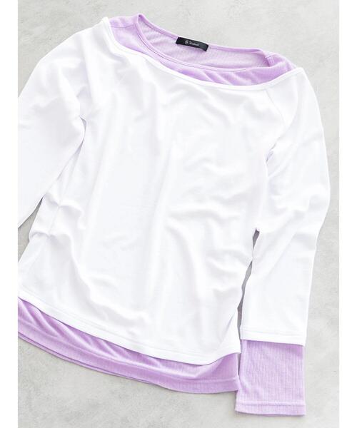 Te chichi（テチチ）の「レイヤードテレコトップス（Tシャツ/カットソー・レディース・オフホワイト/グレー/ブラック・F）」の2枚目の写真