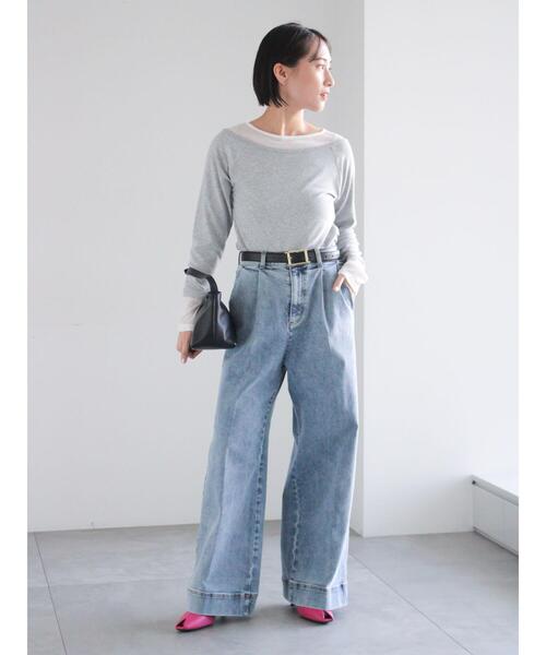 Te chichi（テチチ）の「レイヤードテレコトップス（Tシャツ/カットソー・レディース・オフホワイト/グレー/ブラック・F）」の5枚目の写真