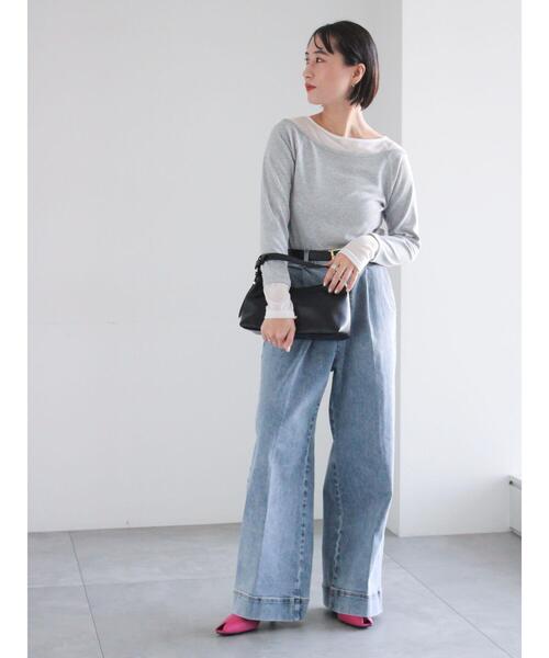 Te chichi（テチチ）の「レイヤードテレコトップス（Tシャツ/カットソー・レディース・オフホワイト/グレー/ブラック・F）」の6枚目の写真