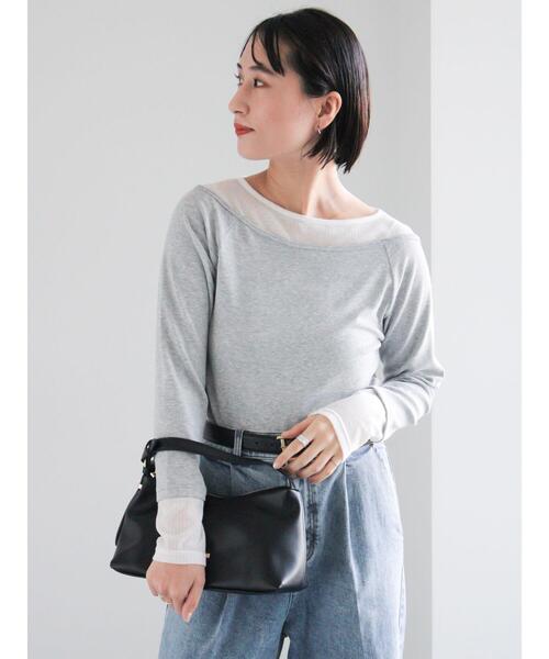 Te chichi（テチチ）の「レイヤードテレコトップス（Tシャツ/カットソー・レディース・オフホワイト/グレー/ブラック・F）」の8枚目の写真