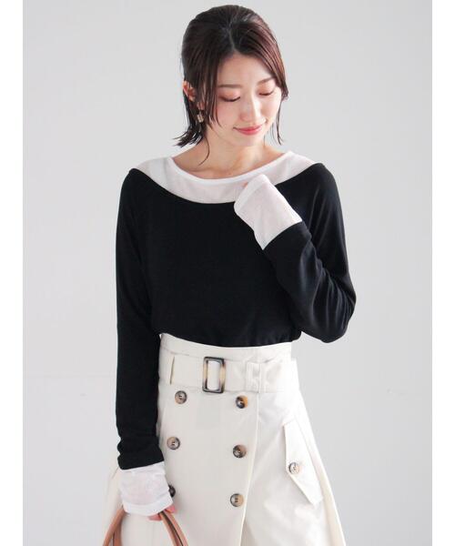 Te chichi（テチチ）の「レイヤードテレコトップス（Tシャツ/カットソー・レディース・オフホワイト/グレー/ブラック・F）」の11枚目の写真