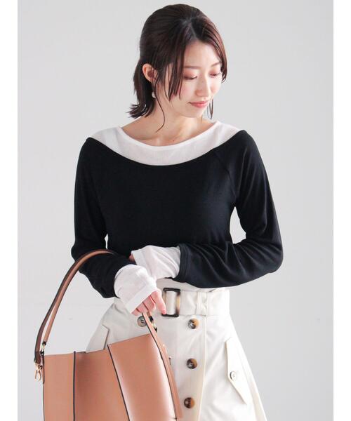 Te chichi（テチチ）の「レイヤードテレコトップス（Tシャツ/カットソー・レディース・オフホワイト/グレー/ブラック・F）」の12枚目の写真