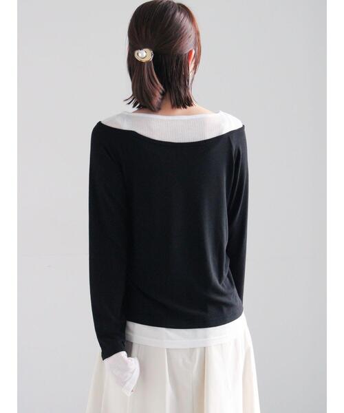 Te chichi（テチチ）の「レイヤードテレコトップス（Tシャツ/カットソー・レディース・オフホワイト/グレー/ブラック・F）」の13枚目の写真