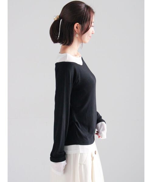 Te chichi（テチチ）の「レイヤードテレコトップス（Tシャツ/カットソー・レディース・オフホワイト/グレー/ブラック・F）」の14枚目の写真