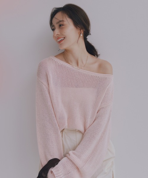 ペーパーヤーンニットプルオーバー（ニット/セーター）｜anuans（ア