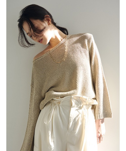 anuans(アニュアンス)の「ペーパーヤーンニットプルオーバー(ニット/セーター・レディース・ライトピンク/アイボリー/ベージュ・FREE)」の8枚目の写真