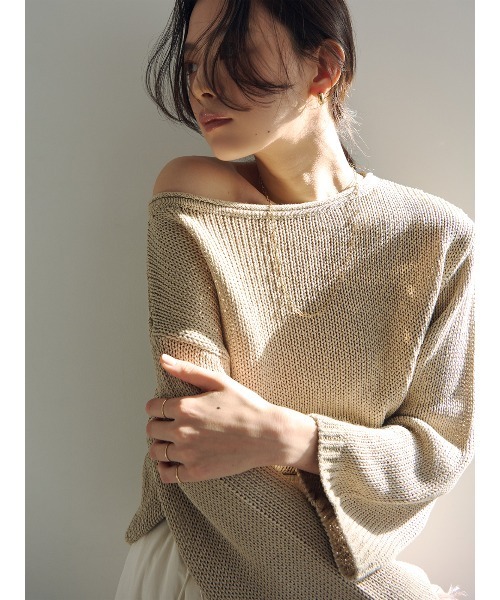 anuans(アニュアンス)の「ペーパーヤーンニットプルオーバー(ニット/セーター・レディース・ライトピンク/アイボリー/ベージュ・FREE)」の9枚目の写真