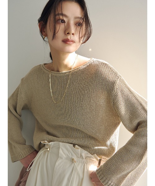 anuans(アニュアンス)の「ペーパーヤーンニットプルオーバー(ニット/セーター・レディース・ライトピンク/アイボリー/ベージュ・FREE)」の7枚目の写真