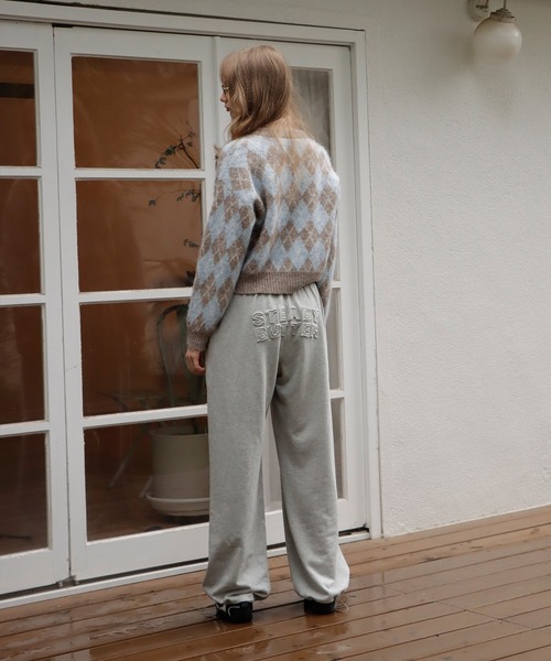 mieya mieya(ミーヤミーヤ)の「【mieya mieya】BUTTER PATCH SWEAT PT/バターパッチスウェットパンツ(スウェットパンツ・レディース・グレー/クリーム・FREE)」の3枚目の写真