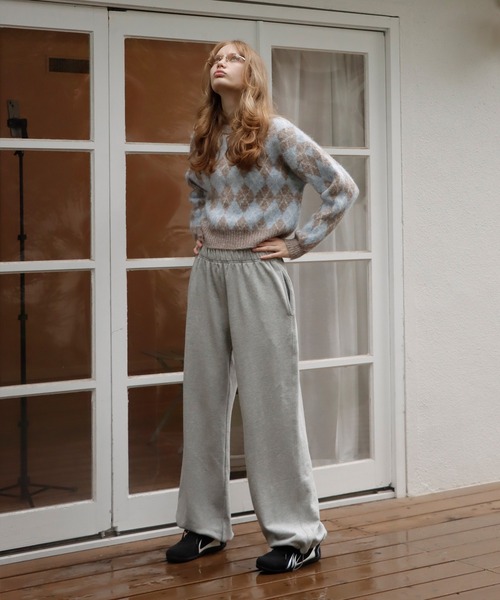 mieya mieya(ミーヤミーヤ)の「【mieya mieya】BUTTER PATCH SWEAT PT/バターパッチスウェットパンツ(スウェットパンツ・レディース・グレー/クリーム・FREE)」の5枚目の写真