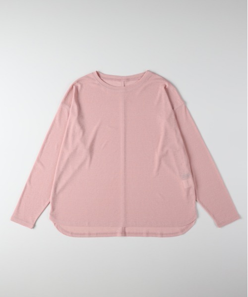 Right-on（ライトオン）の「【HONEYSUCKLE ROSE】シアーラウンドヘム長袖Tシャツ (ビッグシルエット / レイヤード / 速乾素材)（Tシャツ/カットソー・レディース・オフホワイト/ダークグレー/イエロー/ピンク・L/M）」の4枚目の写真