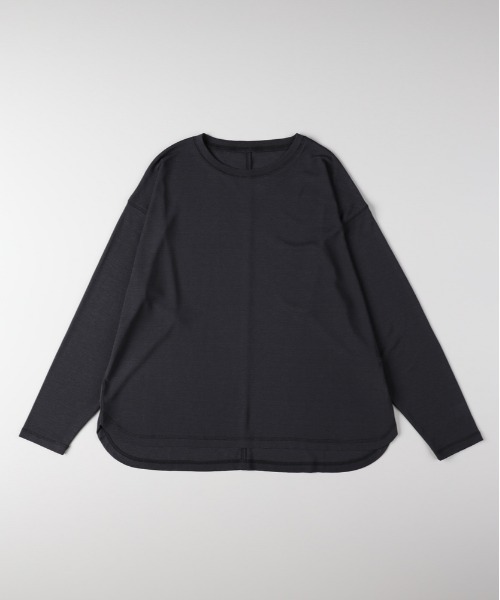 Right-on（ライトオン）の「【HONEYSUCKLE ROSE】シアーラウンドヘム長袖Tシャツ (ビッグシルエット / レイヤード / 速乾素材)（Tシャツ/カットソー・レディース・オフホワイト/ダークグレー/イエロー/ピンク・L/M）」の2枚目の写真