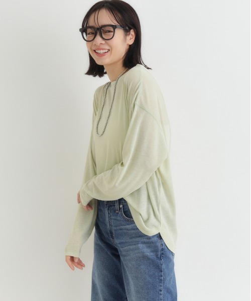Right-on(ライトオン)の「HONEYSUCKLE ROSE(ハニーサックルローズ)シアーラウンドヘム長袖Tシャツ(Tシャツ/カットソー・レディース・オフホワイト/ダークグレー/イエロー/ピンク・L/M)」の14枚目の写真