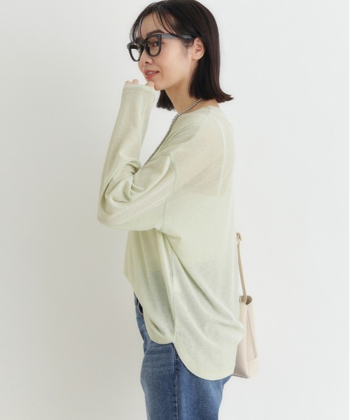 Right-on(ライトオン)の「HONEYSUCKLE ROSE(ハニーサックルローズ)シアーラウンドヘム長袖Tシャツ(Tシャツ/カットソー・レディース・オフホワイト/ダークグレー/イエロー/ピンク・L/M)」の15枚目の写真