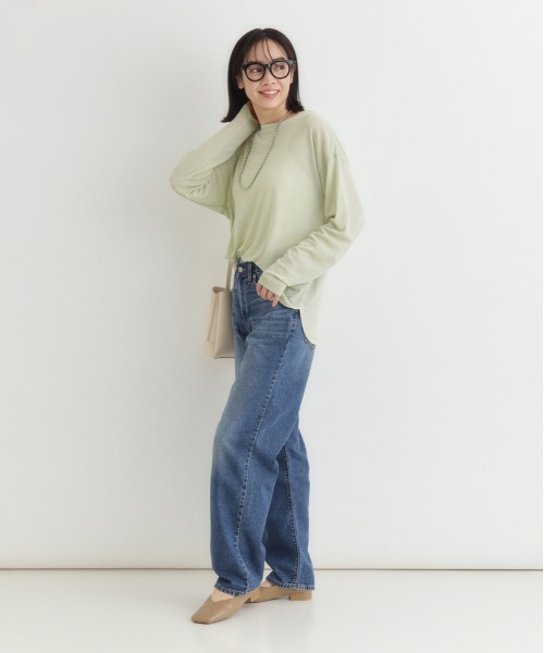 Right-on(ライトオン)の「HONEYSUCKLE ROSE(ハニーサックルローズ)シアーラウンドヘム長袖Tシャツ(Tシャツ/カットソー・レディース・オフホワイト/ダークグレー/イエロー/ピンク・L/M)」の17枚目の写真