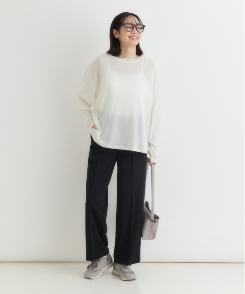 Right-on(ライトオン)の「HONEYSUCKLE ROSE(ハニーサックルローズ)シアーラウンドヘム長袖Tシャツ(Tシャツ/カットソー・レディース・オフホワイト/ダークグレー/イエロー/ピンク・L/M)」の11枚目の写真