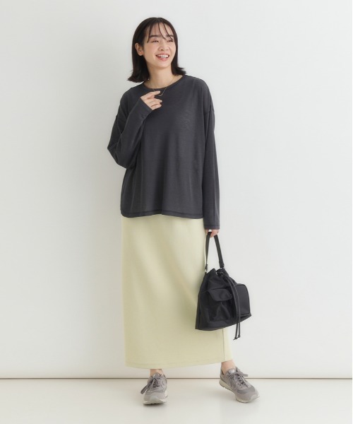 Right-on(ライトオン)の「HONEYSUCKLE ROSE(ハニーサックルローズ)シアーラウンドヘム長袖Tシャツ(Tシャツ/カットソー・レディース・オフホワイト/ダークグレー/イエロー/ピンク・L/M)」の12枚目の写真