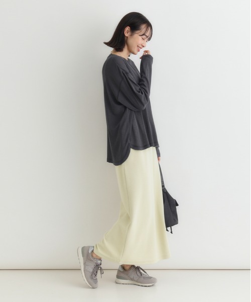 Right-on(ライトオン)の「HONEYSUCKLE ROSE(ハニーサックルローズ)シアーラウンドヘム長袖Tシャツ(Tシャツ/カットソー・レディース・オフホワイト/ダークグレー/イエロー/ピンク・L/M)」の13枚目の写真