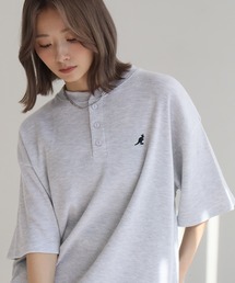 【KANGOL/カンゴール】別注 ワッフル ロゴ刺繍 ヘンリーネック Tシャツ