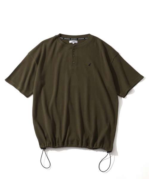 KANGOL(カンゴール)の「【KANGOL/カンゴール】別注 ワッフル ロゴ刺繍 ヘンリーネック Tシャツ(Tシャツ/カットソー・メンズ・カーキ/ブラック/オフホワイト/チャコールグレー/アッシュグレー/ネイビー・M/XL/L)」の11枚目の写真