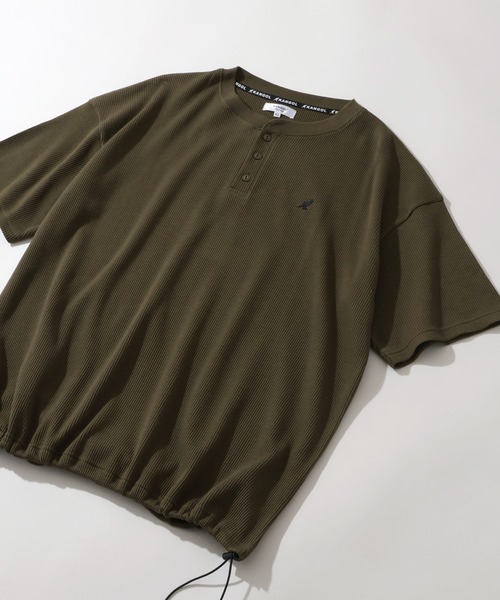 KANGOL(カンゴール)の「【KANGOL/カンゴール】別注 ワッフル ロゴ刺繍 ヘンリーネック Tシャツ(Tシャツ/カットソー・メンズ・カーキ/ブラック/オフホワイト/チャコールグレー/アッシュグレー/ネイビー・M/XL/L)」の18枚目の写真