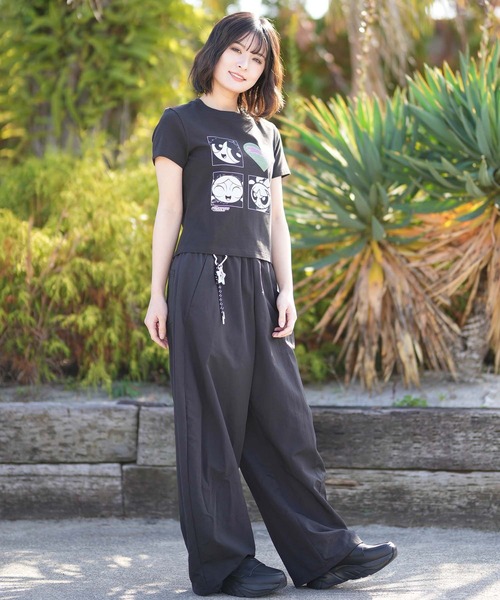 PUMA(プーマ)の「PUMA/プーマ PPG WOVEN PANTS WIDE LEG W ロンパン 637475(その他パンツ・レディース・ブラック/グレー・L/M)」の3枚目の写真