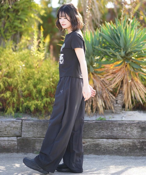 PUMA(プーマ)の「PUMA/プーマ PPG WOVEN PANTS WIDE LEG W ロンパン 637475(その他パンツ・レディース・ブラック/グレー・L/M)」の4枚目の写真