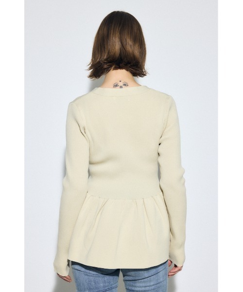 AZUL by moussy(アズールバイマウジー)の「ペプラムカーディガン(カーディガン/ボレロ・レディース・ブラック/アイボリー/グレー・FREE)」の7枚目の写真