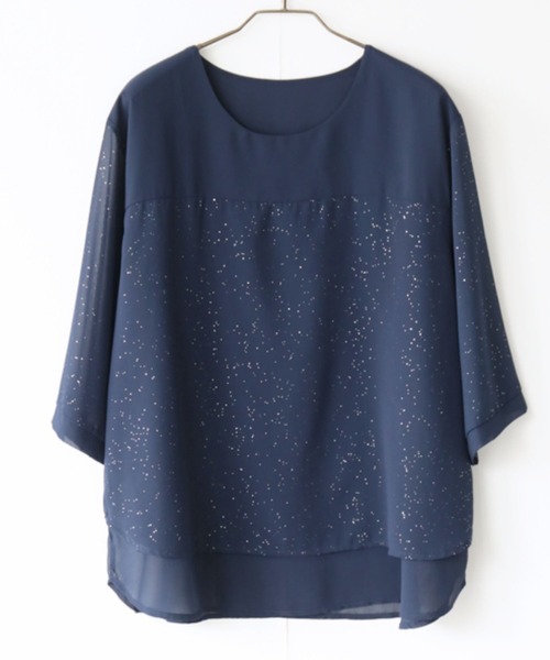 OTONA(オトナ)の「レイヤード風大人のラメシアートップス(Tシャツ/カットソー・レディース・ネイビー・FREE)」の2枚目の写真