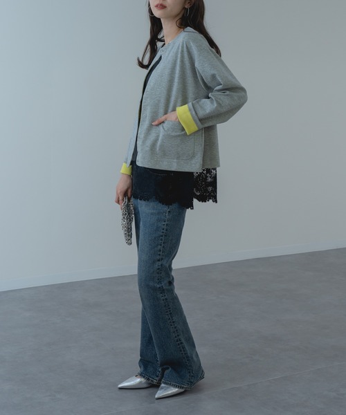 refinedworks(リファインドワークス)の「【refinedworks】配色 が可愛い ダブルフェイス カーディガン(カーディガン/ボレロ・レディース・ブラック/グレー・FREE)」の13枚目の写真