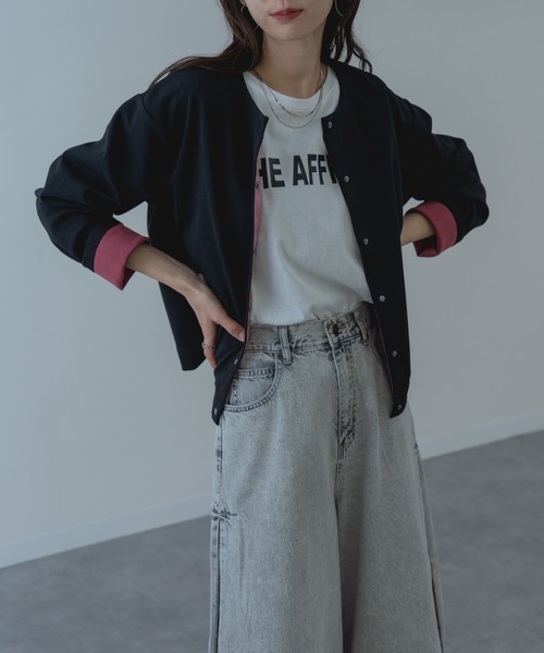 refinedworks(リファインドワークス)の「【refinedworks】配色 が可愛い ダブルフェイス カーディガン(カーディガン/ボレロ・レディース・ブラック/グレー・FREE)」の15枚目の写真