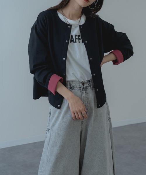refinedworks(リファインドワークス)の「【refinedworks】配色 が可愛い ダブルフェイス カーディガン(カーディガン/ボレロ・レディース・ブラック/グレー・FREE)」の19枚目の写真