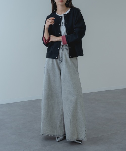 refinedworks(リファインドワークス)の「【refinedworks】配色 が可愛い ダブルフェイス カーディガン(カーディガン/ボレロ・レディース・ブラック/グレー・FREE)」の20枚目の写真