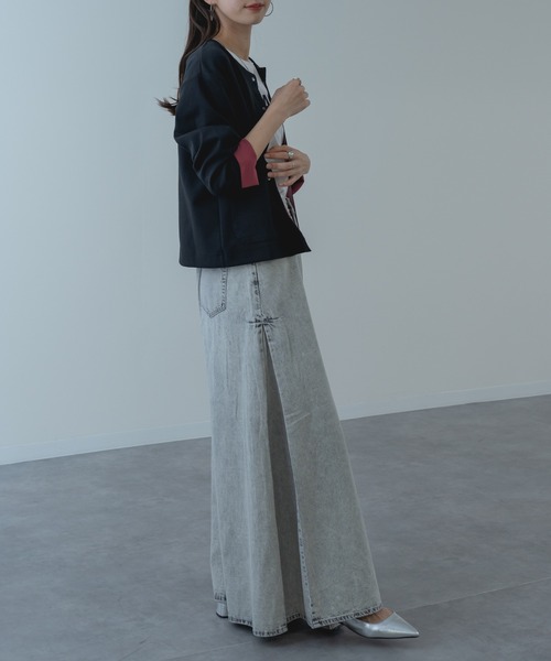 refinedworks(リファインドワークス)の「【refinedworks】配色 が可愛い ダブルフェイス カーディガン(カーディガン/ボレロ・レディース・ブラック/グレー・FREE)」の21枚目の写真