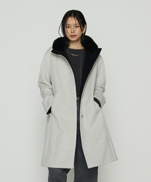 K.T KIYOKO TAKASE(キヨコタカセ)の「〔 TALLサイズ 〕 アンゴラウール スタンドフーデットコート(その他アウター・レディース・ブラウン・15号)」の1枚目の写真