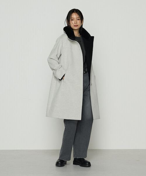 K.T KIYOKO TAKASE(キヨコタカセ)の「〔 TALLサイズ 〕 アンゴラウール スタンドフーデットコート(その他アウター・レディース・ブラウン・15号)」の3枚目の写真