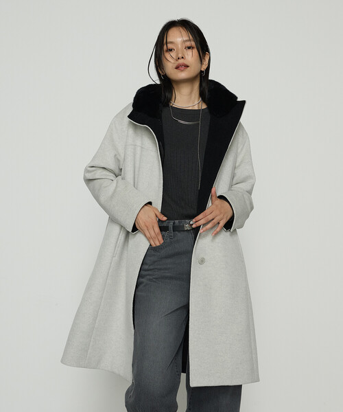 K.T KIYOKO TAKASE(キヨコタカセ)の「〔 TALLサイズ 〕 アンゴラウール スタンドフーデットコート(その他アウター・レディース・ブラウン・15号)」の5枚目の写真