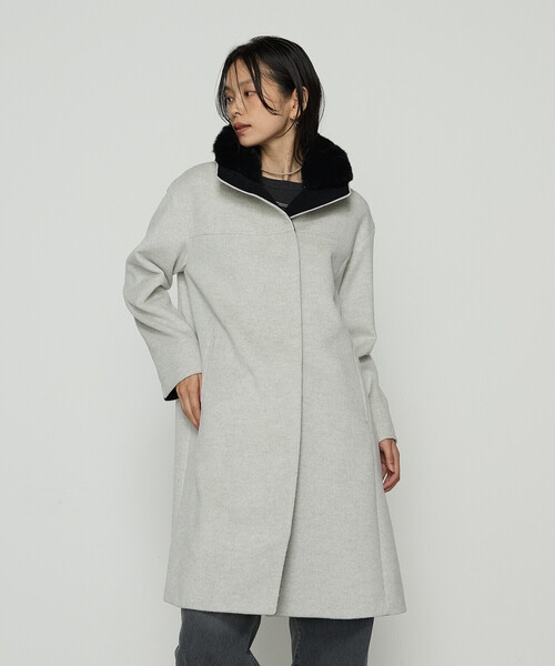 K.T KIYOKO TAKASE(キヨコタカセ)の「〔 TALLサイズ 〕 アンゴラウール スタンドフーデットコート(その他アウター・レディース・ブラウン・15号)」の10枚目の写真