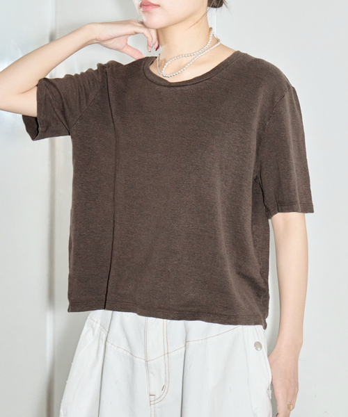 CITYSHOP(シティーショップ)の「JUNGMAVEN DAKOTA 100% HEMP TEE:Tシャツ(Tシャツ/カットソー・レディース・ブラウン・SMALL)」の5枚目の写真