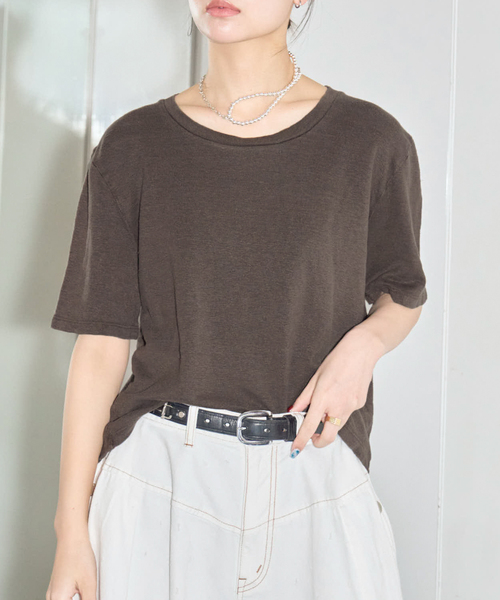 CITYSHOP(シティーショップ)の「JUNGMAVEN DAKOTA 100% HEMP TEE:Tシャツ(Tシャツ/カットソー・レディース・ブラウン・SMALL)」の6枚目の写真