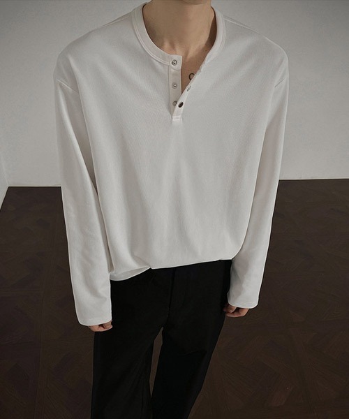 Ressaca(レサーカ)の「スナップボタンヘンリーネックロンT(Tシャツ/カットソー・メンズ・ホワイト/ブラック/ブラウン・M/L)」の14枚目の写真