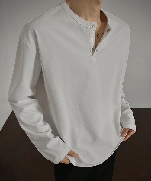 Ressaca(レサーカ)の「スナップボタンヘンリーネックロンT(Tシャツ/カットソー・メンズ・ホワイト/ブラック/ブラウン・M/L)」の13枚目の写真