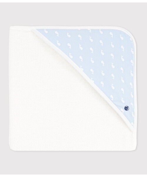 PETIT BATEAU（プチバトー）の「クジラプリントアフガン（おくるみ・キッズ・ライトブルー・ONE SIZE）」の3枚目の写真