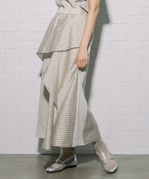 MARECHAL TERRE(マルシャルテル)の「コンビネーションデザインスカート(スカート・レディース・ネイビー/セージグリーン/ライトベージュ/ブラック・MEDIUM)」の3枚目の写真