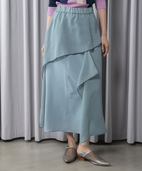 MARECHAL TERRE(マルシャルテル)の「コンビネーションデザインスカート(スカート・レディース・ネイビー/セージグリーン/ライトベージュ/ブラック・MEDIUM)」の4枚目の写真