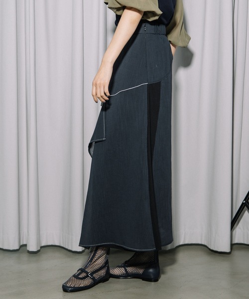 MARECHAL TERRE(マルシャルテル)の「コンビネーションデザインスカート(スカート・レディース・ネイビー/セージグリーン/ライトベージュ/ブラック・MEDIUM)」の7枚目の写真