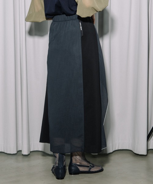 MARECHAL TERRE(マルシャルテル)の「コンビネーションデザインスカート(スカート・レディース・ネイビー/セージグリーン/ライトベージュ/ブラック・MEDIUM)」の8枚目の写真