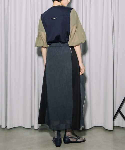 MARECHAL TERRE(マルシャルテル)の「コンビネーションデザインスカート(スカート・レディース・ネイビー/セージグリーン/ライトベージュ/ブラック・MEDIUM)」の9枚目の写真