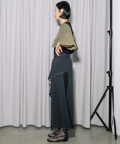 MARECHAL TERRE(マルシャルテル)の「コンビネーションデザインスカート(スカート・レディース・ネイビー/セージグリーン/ライトベージュ/ブラック・MEDIUM)」の10枚目の写真